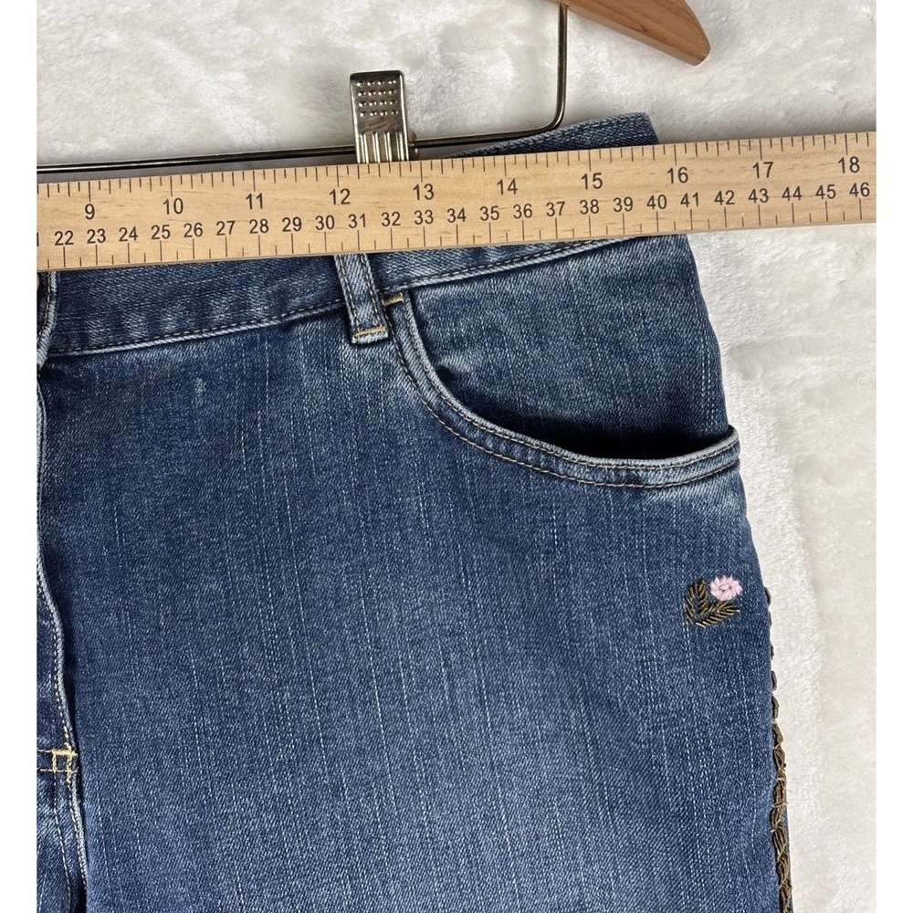 VTG Per Se Women 10 Floral Embroidered‎ Beaded Jeans Bootcut Artsy Hobo Festival - Picture 7 of 13